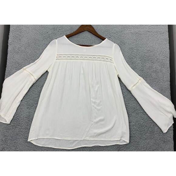 Xhilaration Tops - XHILARATION White Flare Sleeve Window Lace Blouse Prairiecore CottageCore Granny